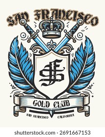 Patch Designs Vintage Stickerei Emblem Gold Blau
