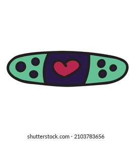 Patch with doodle hearts for valentine's day in retro style. Isolated vector set. Poster, postcard, banner design. Graphic background. Simple illustration. Vector icon.