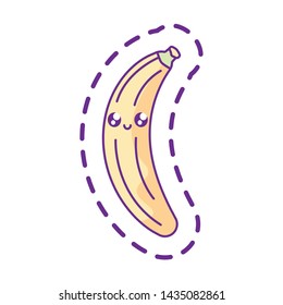 patch of fresh banana fruit kawaii character