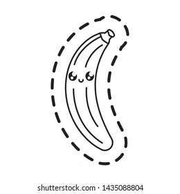 patch of fresh banana fruit kawaii character