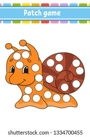 Patch game for children. Do a dot coloring page. Educational activity worksheet for kids and toddlers. Isolated vector illustration. Cartoon style
