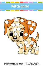 Patch game for children. Do a dot coloring page. Educational activity worksheet for kids and toddlers. Isolated vector illustration. Cartoon style