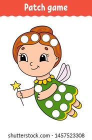 Patch game for children. Do a dot coloring page. Educational activity worksheet for kids and toddlers. Isolated vector illustration. Cartoon style.
