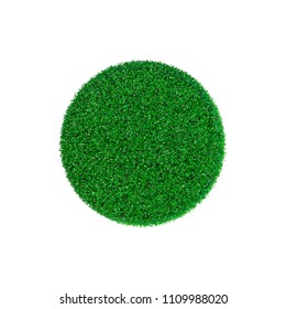 Patch Of Grass In Form Of Circle. Isolated On White Background. Vector Illustration. Pointillism Style.