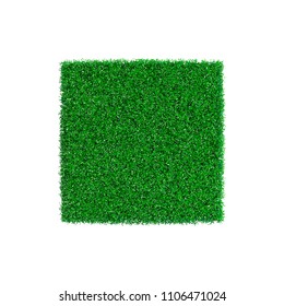 Patch Of Grass In Form Of Square. Isolated On White Background. Vector Illustration. Pointillism Style.