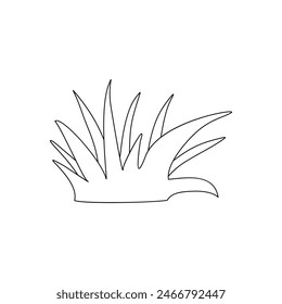 Patch of Grass Line art Vector icon for Nature App and Website. Vector Outline Black and White Illustration Isolated on Background. Plant concept, Garden Botany Silhouette, Hand Drawn Graphic Art.