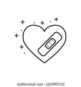 Patch, heart icon. Simple line, outline vector of love icons for ui and ux, website or mobile application