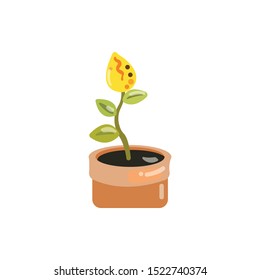 patch of houseplant in pot vector illustration design