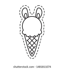 patch of ice cream in cone with ears of bunny