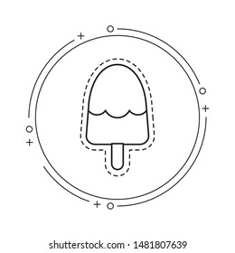 patch of ice cream in stick with frame circular