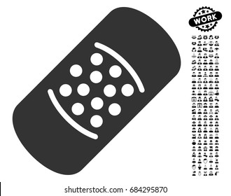 Patch icon with black bonus people pictograms. Patch vector illustration style is a flat gray iconic element for web design, app user interfaces.