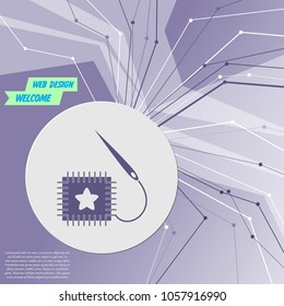 patch icon on purple abstract modern background. The lines in all directions. With room for your advertising. Vector illustration