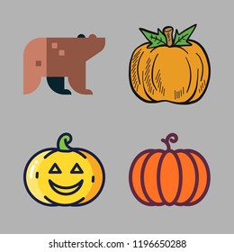 patch icon set. vector set about bear and pumpkin icons set.