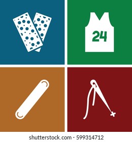patch icons set. Set of 4 patch filled icons such as bandage, sport t shirt number 24