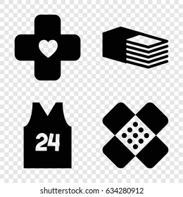 Patch icons set. set of 4 patch filled icons such as bandage