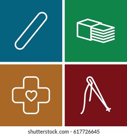 Patch icons set. set of 4 patch outline icons such as bandage