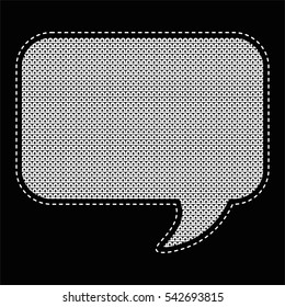 Patch of a knitted message. Wicker pattern. Flat vector cartoon illustration. Objects isolated on a white background.