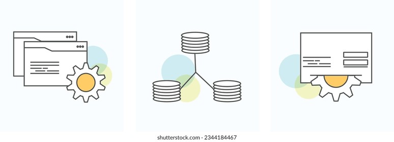 Patch Management (SCCM), SQL Database Administration and Virtualization Platform Support icon set vector design