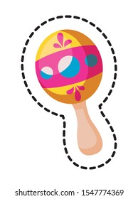 patch of maraca instrument mexican isolated icon vector illustration design