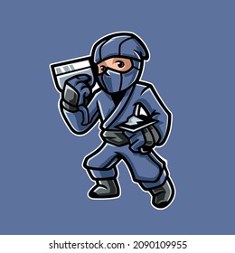 Patch Ninja Worker Cartoon Mascot