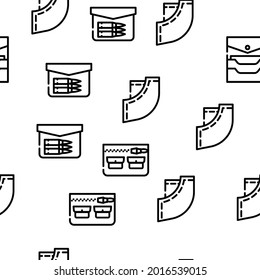 Patch Pocket Clothes Vector Seamless Pattern Thin Line Illustration