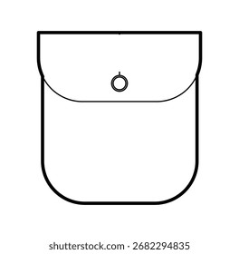 Patch Pocket with Flap Rounded technical fashion illustration. Flat apparel template front view. Women, men unisex style item CAD mockup isolated on white background 