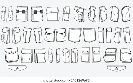 Color patch pockets comfort pocket patches Vector Image