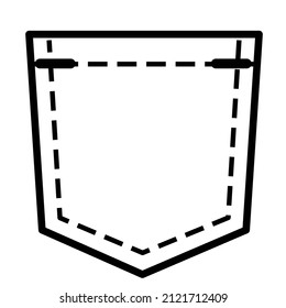 parche los iconos de bolsillo para camisas y otras prendas. Ilustración vectorial de línea aislada sobre fondo blanco