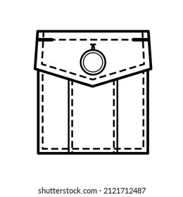 patch pocket icons for shirts and other clothing. Isolated line vector illustration on white background