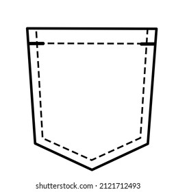 patch pocket icons for shirts and other clothing. Isolated line vector illustration on white background