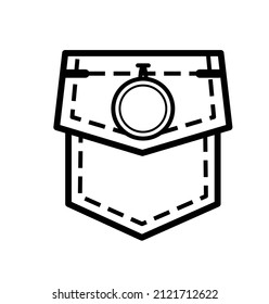parche los iconos de bolsillo para camisas y otras prendas. Ilustración vectorial de línea aislada sobre fondo blanco
