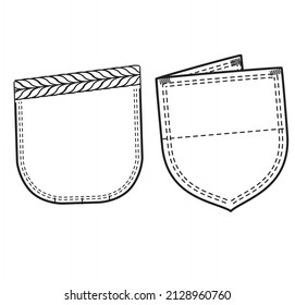 Patch Pocket Style Vector Line Icon Set. Contains such Icons as Original Pocket, Denim, Traditional, Flap