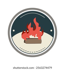 patch retro bonfire badge cartoon. nostalgia outdoors, scout adventure, classic embroidery patch retro bonfire badge sign. isolated symbol vector illustration