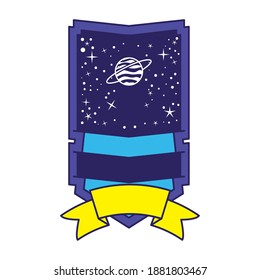 patch with saturn in it on a white background vector illustration design