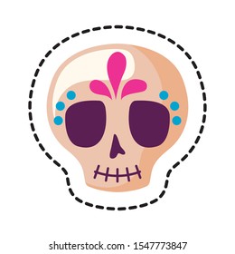 patch of skull mexican isolated icon vector illustration design