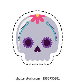 patch of skull mexican isolated icon vector illustration design