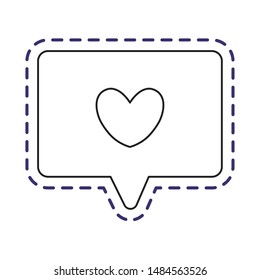 patch of speech bubble with heart isolated icon