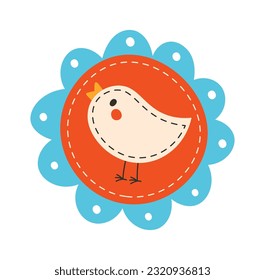 Patch Stitched Chick Vector Illustration
