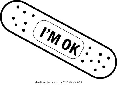 patch style, minimalist patch with the inscription "I am ok"	