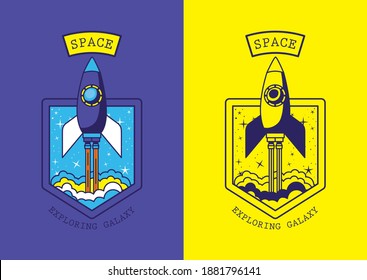 patch of a two spaceship vector illustration design