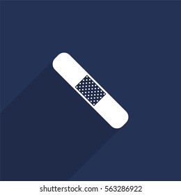 Patch vector icon with long shadow isolated on  blue