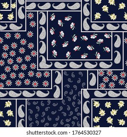 patrón de bandanna de trabajo de parche en fondo marino