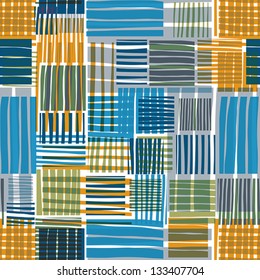 Patched lines seamless pattern, vector background.