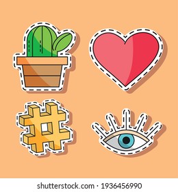 patches cactus heart eye hashtag
