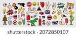 Patches design. Retro clothing badges. Vector funny emblems.
