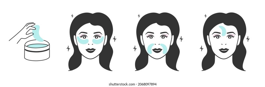 Patches for the face options and the order of use. A set