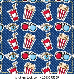 patches fast food movie 3d glasses eye popcorn background