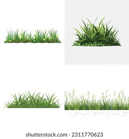 Patches of grass background set vector isolated