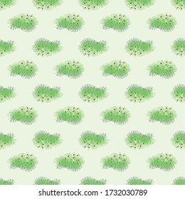 Patches of grass seamless vector pattern. Fresh springtime surface print design. For fabric, stationery and packaging.