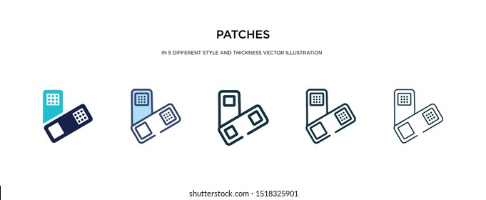 patches icon in different style and thickness vector illustration. Two colored and black patches vector icons in filled, outline, line, stroke style can be used for web, mobile, UI